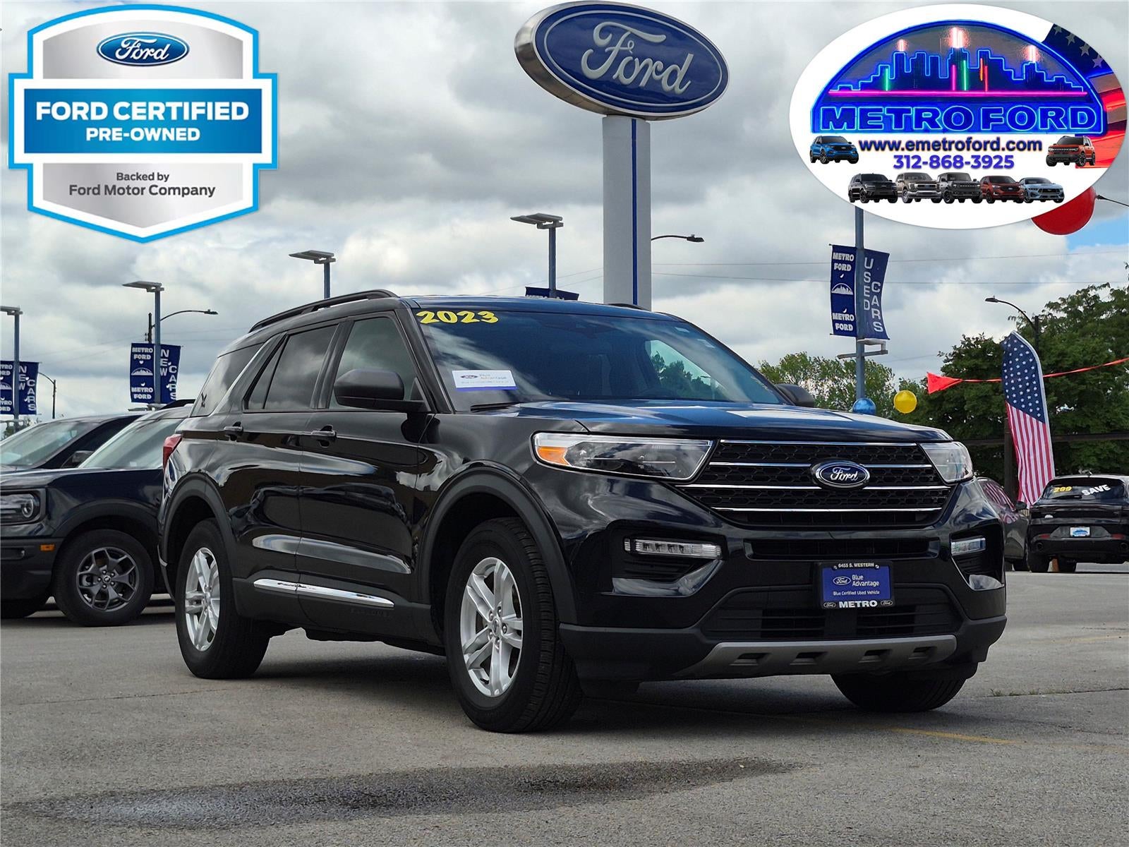 2023 Ford EXPLORER XLT in Black — front three-quarter view