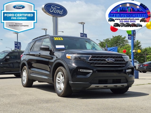 2023 Ford Explorer XLT in Agate Black Metallic — front three-quarter view