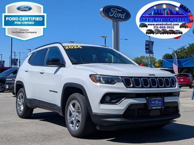 2024 Jeep Compass Latitude in Bright White Clearcoat — front three-quarter view
