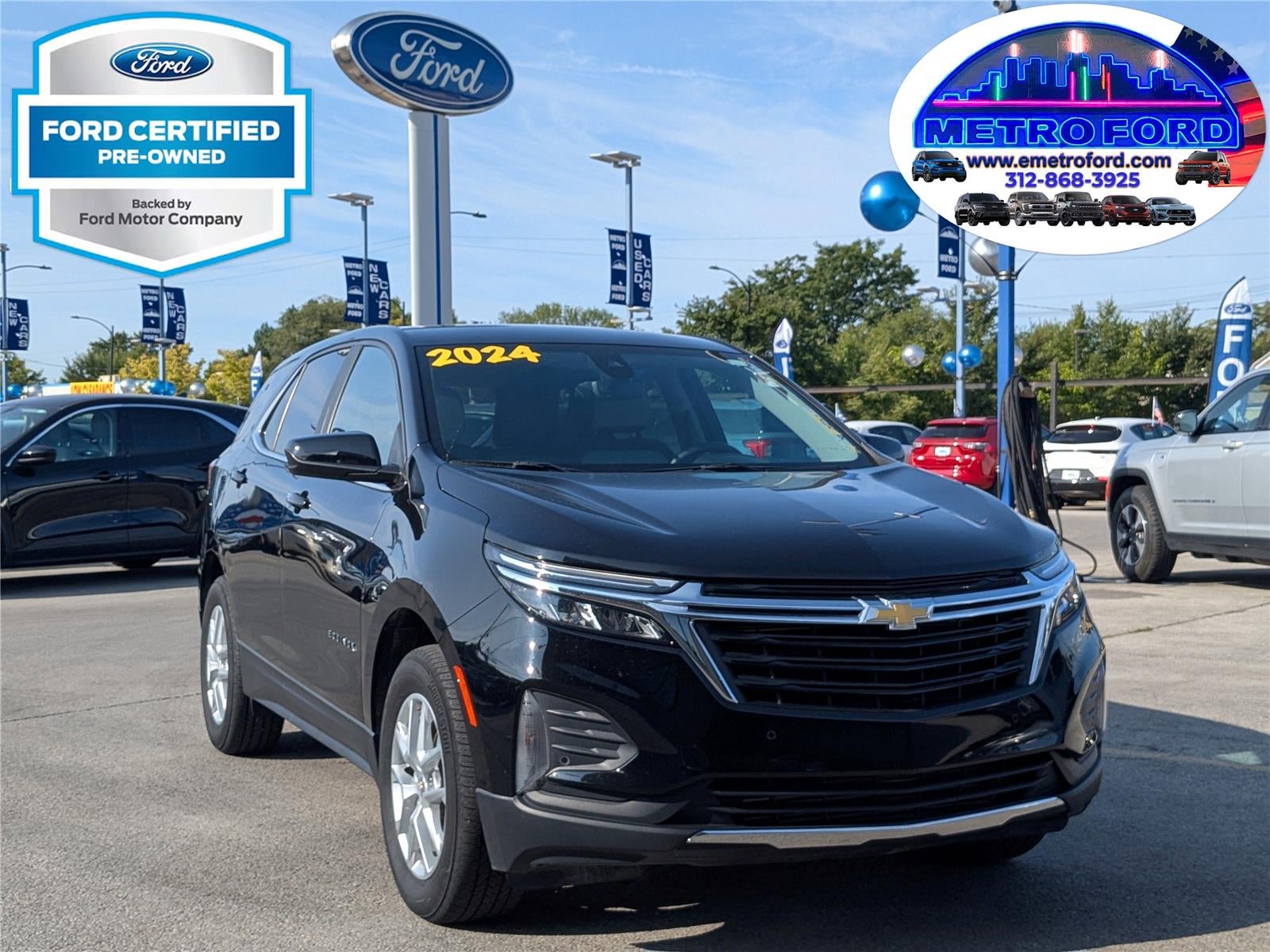 2024 Chevrolet Equinox LT in Mosaic Black Metallic — front three-quarter view